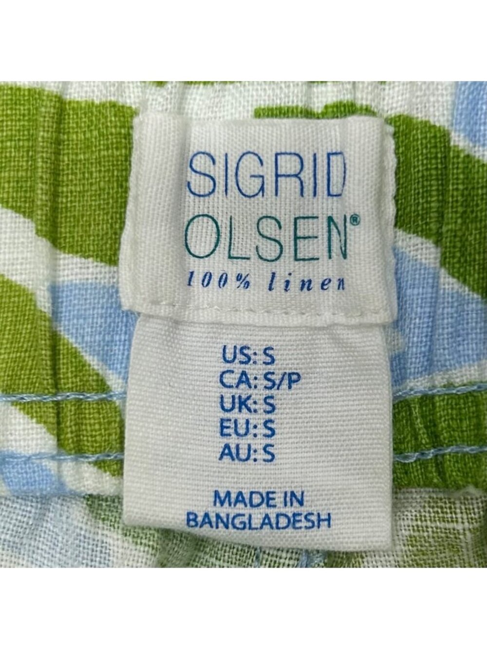 Sigrid Olsen Tropical Leaf Print Linen Top & Wide-Leg Pants Set Green & Blue S - Picture 15 of 16